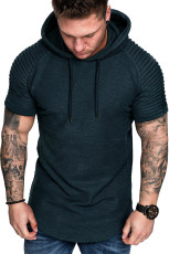 Men Casual Solid Short Sleeve Hooded Top FLZH-ZT117