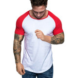 Men Pleated Color Block Fashion Short Sleeve T-Shirt FLZH-ZT102