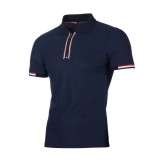 Men Neckline Zipper Short Sleeve Casual POLO FLZH-ZT62