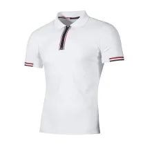 Men Neckline Zipper Short Sleeve Casual POLO FLZH-ZT62