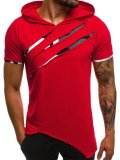 Men Hole Hooded Short Sleeve Top FLZH-ZT121