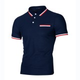 Men Neckline Splicing Short Sleeve Casual Polo FLZH-ZT66