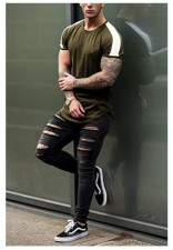 Men's Fashion Colorblock Short Sleeve T-Shirt FLZH-ZT162