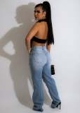 Sexy Halter Backless Irregular Top WSM-5308