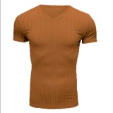 Men's Casual V Neck Short Sleeve T-shirt FLZH-ZT168