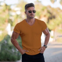Men's Casual V Neck Short Sleeve T-shirt FLZH-ZT168