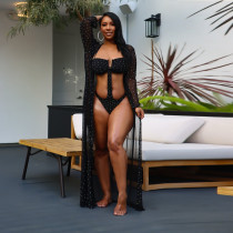 Sexy Hot Drilling Bodysuit Long Cloak Swimsuit 2 Piece Sets NY-2365
