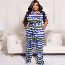 Plus Size Tie Dye Two Piece Pants Sets OSIF-22210