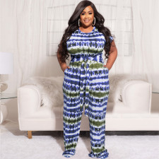 Plus Size Tie Dye Two Piece Pants Sets OSIF-22210