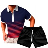 Men's Casual Print POLO Two-Piece Shorts Sets FLZH-ZT158-ZK70