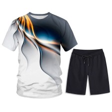 Print Men Short Sleeve Two Piece Shorts Set FLZH-ZT132-ZK60