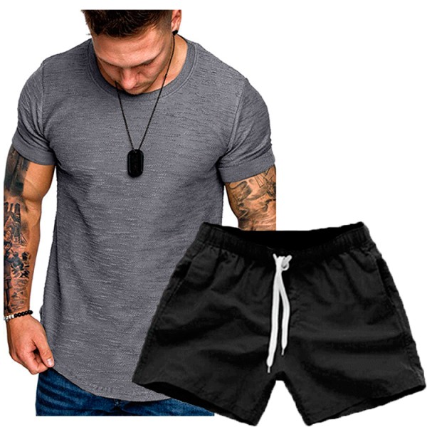Men's Casual Short Sleeve T-Shirt Two Piece Shorts Set FLZH-ZT139-ZK70