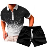 Men's Casual Print POLO Two-Piece Shorts Sets FLZH-ZT158-ZK70