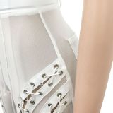 Sexy Mesh Lace-Up Hollow Bra Top+Pants 2 Piece Sets BY-5711