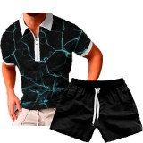 Men's Casual Print POLO Two-Piece Shorts Sets FLZH-ZT158-ZK70