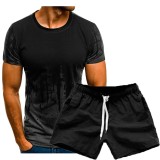 Men Fashion Printed Short Sleeve T-Shirts Two Piece Shorts Set FLZH-ZT69-ZK70