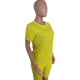Solid T Shirt And Shorts 2 Piece Sets LSD-83666
