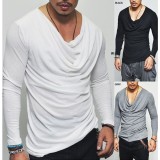 Men's Solid Color Long Sleeve T-Shirt FLZH-ZT09