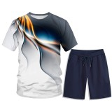 Print Men Short Sleeve Two Piece Shorts Set FLZH-ZT132-ZK60