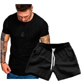 Men's Casual Short Sleeve T-Shirt Two Piece Shorts Set FLZH-ZT139-ZK70