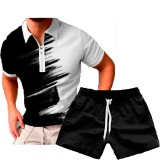 Men's Casual Print POLO Two-Piece Shorts Sets FLZH-ZT158-ZK70