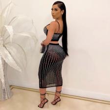 Plus Size Hot Drilling Night Club 2 Piece Skirt Sets NY-2383