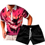 Men's Casual Print POLO Two-Piece Shorts Sets FLZH-ZT158-ZK70