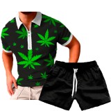 Men's Casual Print POLO Two-Piece Shorts Sets FLZH-ZT158-ZK70