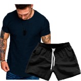 Men's Casual Short Sleeve T-Shirt Two Piece Shorts Set FLZH-ZT139-ZK70
