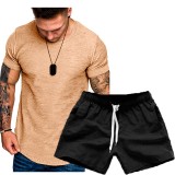 Men's Casual Short Sleeve T-Shirt Two Piece Shorts Set FLZH-ZT139-ZK70