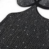 Plus Size Hot Drilling Split Sling Night Club Maxi Dress NY-2363