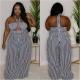 Plus Size Striped Halter Wide Leg Pants 2 Piece Sets NY-10201