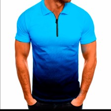 Men's Casual Sports Lapel Gradient Short Sleeve POLO FLZH-ZT151