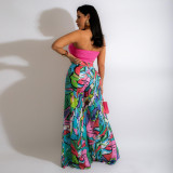 Wrap Chest Print Wide Leg Pants Fashion Casual Suits SFY-2165