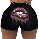 Lip Print Yoga Fitness Bodycon Shorts SHD-9818