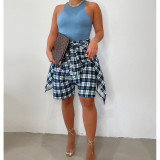 Plaid Irregular Casual Shorts ASL-6567