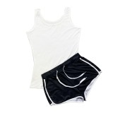 Plus Size Solid Tank Top And Shorts Sports Suits SHD-9373