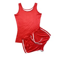 Plus Size Solid Tank Top And Shorts Sports Suits SHD-9373