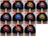 Lip Print Yoga Fitness Bodycon Shorts SHD-9818