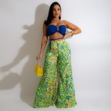 Wrap Chest Print Wide Leg Pants Fashion Casual Suits SFY-2165