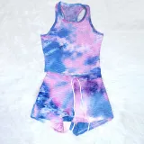 Tie Dye Tank Top Shorts Yoga Fitness 2 Piece Sets SH-390303
