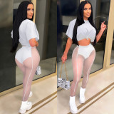 Sexy T Shirt+Mesh Pants Two Piece Sets ME-8062