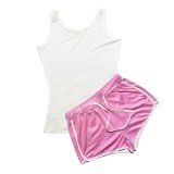 Plus Size Solid Tank Top And Shorts Sports Suits SHD-9373
