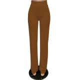 Solid High Waist Back Zipper Straight Pants MZ-2677