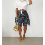 Plaid Irregular Casual Shorts ASL-6567