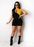 Contrast Color Zipper Tight Romper YUEM-66311