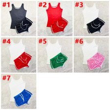 Plus Size Solid Tank Top And Shorts Sports Suits SHD-9373
