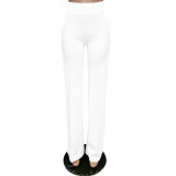Solid High Waist Back Zipper Straight Pants MZ-2677