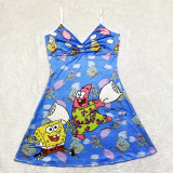 Cartoon Print Sling Mini Nightdress SHD-9816