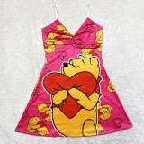 Cartoon Print Sling Mini Nightdress SHD-9816